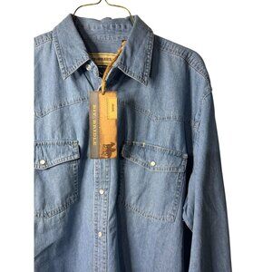 VTG Bit & Bridle Men XL Blue Denim Long Sleeve Button Shirt Cowboy Ranchwear NWT